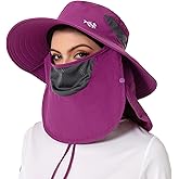 BASSDASH UPF 50+ Breathable Sun Hat with Removable Face Cover and Neck Flap Wide Brim Bucket Hat for Fishing Hiking Men Women