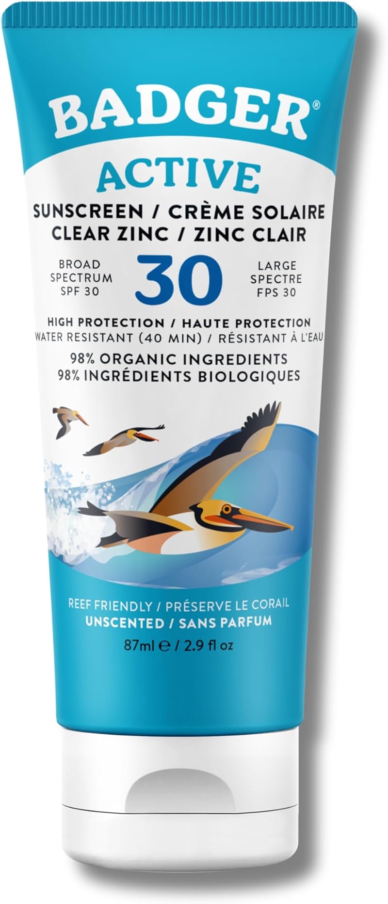 Badger Active Mineral Sunscreen Cream SPF 30 Broad Spectrum 87ml