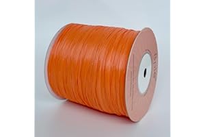 ISPIE Raffia Yarn, Raffia Ribbon, Crochet Raffia, NOT Paper Genuine Rayon Viscose Raffia 1/4'' 270y (Orange)