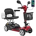 15-45 Miles Ecomobi MS02 4 Wheels Mobility Scooter for Adults/Seniors, 350W Powered Electric Wheelchair Device w/15Ah-25Ah Extended Battery, Dual Baskets/Rotating Seat, Compact Duty Mobile for Elderly