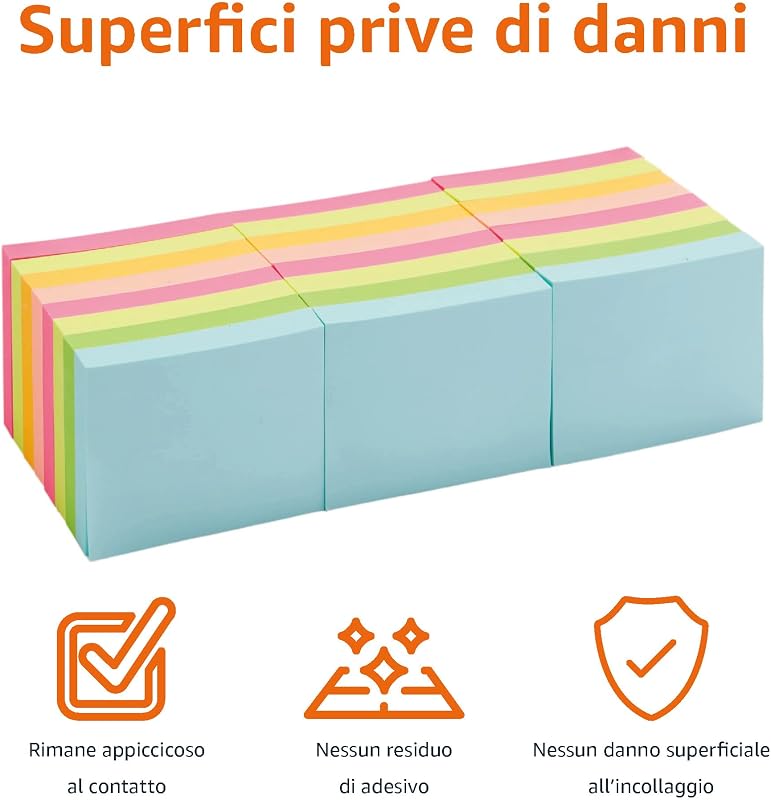 - Mini Foglietti Adesivi, 24 Blocchi, Blocchi per Appunti Autoadesivi, Colori Assortiti, 3,5 x 5,0cm