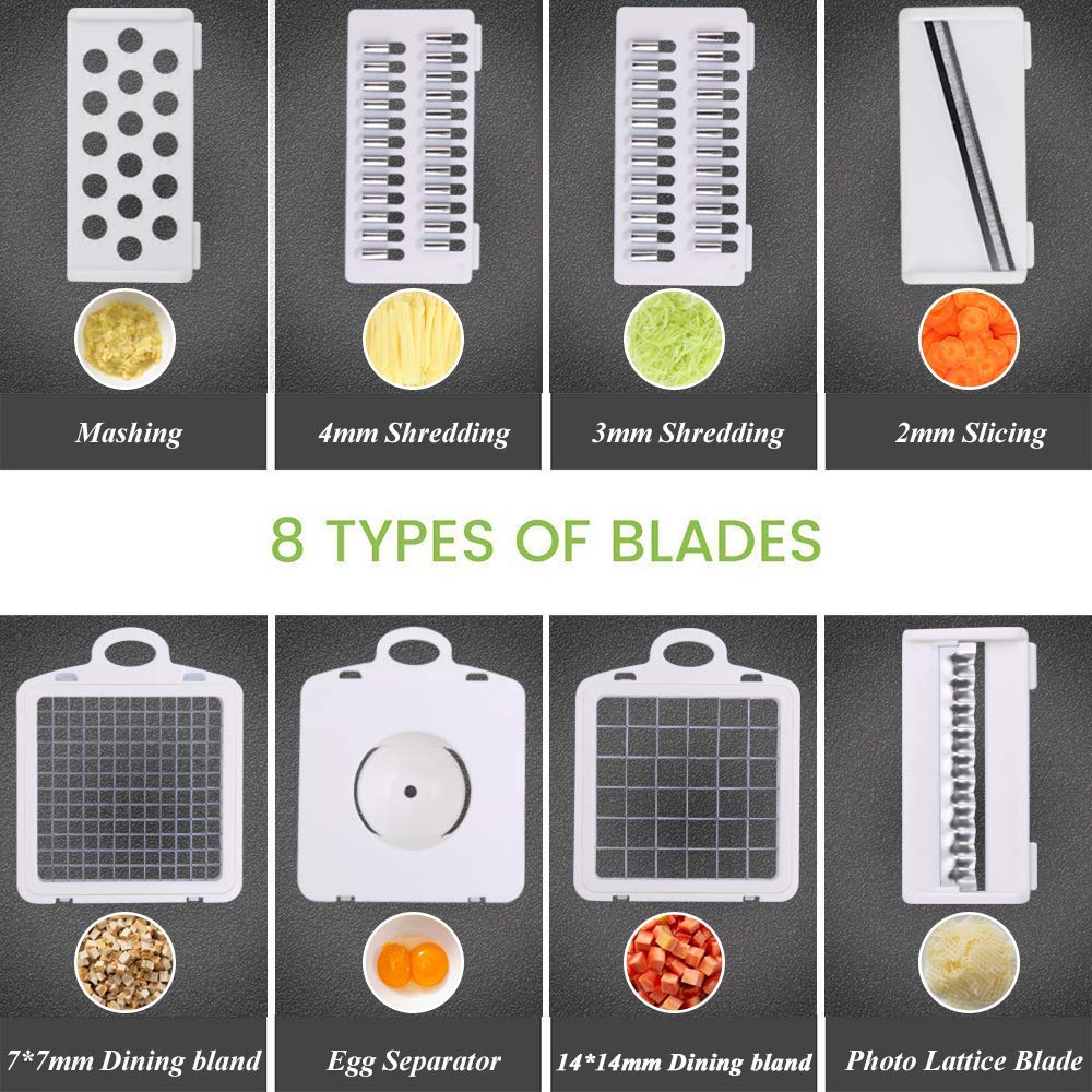 Vegetable Chopper,Fruits Cutter,12-in-1 Vegetable Cutter Mandoline Slicer Food Chopper/Cutter with 7 Stainless Steel Blades, Adjustable Slicer & Dicer with Storage Container and Non-Skid Base