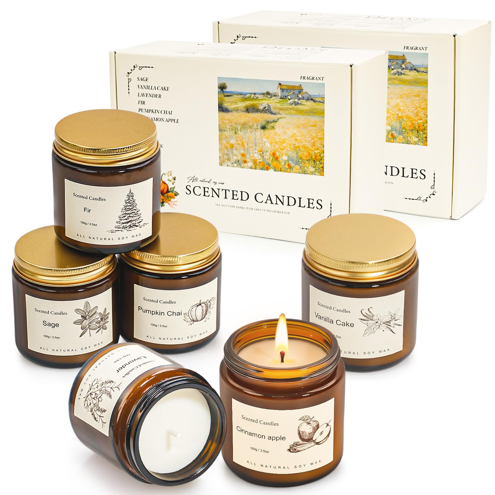 Photo 1 of 12 Pack Candles for Home Scented,Long Lasting Soy Candles for Home,Holiday Scented Candle Gift Set with Cinnamon Apple,Pumpkin Chai&Vanilla,Natural Aromatherapy Candles,Gifts for Women