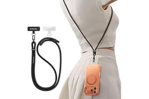 TORRAS Phone Lanyard Crossbody with 2 Phone Tabs, Adjustable Anti Theft Phone Strap for All Phones, Premium Metal Buckles, Skin-Friendly, Universal Cell Phone Neck lanyard for Travel Essentials, Black