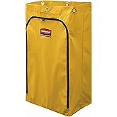 Rubbermaid Commercial Products Durable Replacement Front Zippered Vinyl Bag 24 Gal Yellow for Industrial Janitorial Cleaning Cart Waste Linen/Laundry/Trash Collection