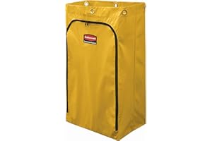 Rubbermaid Commercial Products Durable Replacement Front Zippered Vinyl Bag 24 Gal Yellow for Industrial Janitorial Cleaning Cart Waste Linen/Laundry/Trash Collection