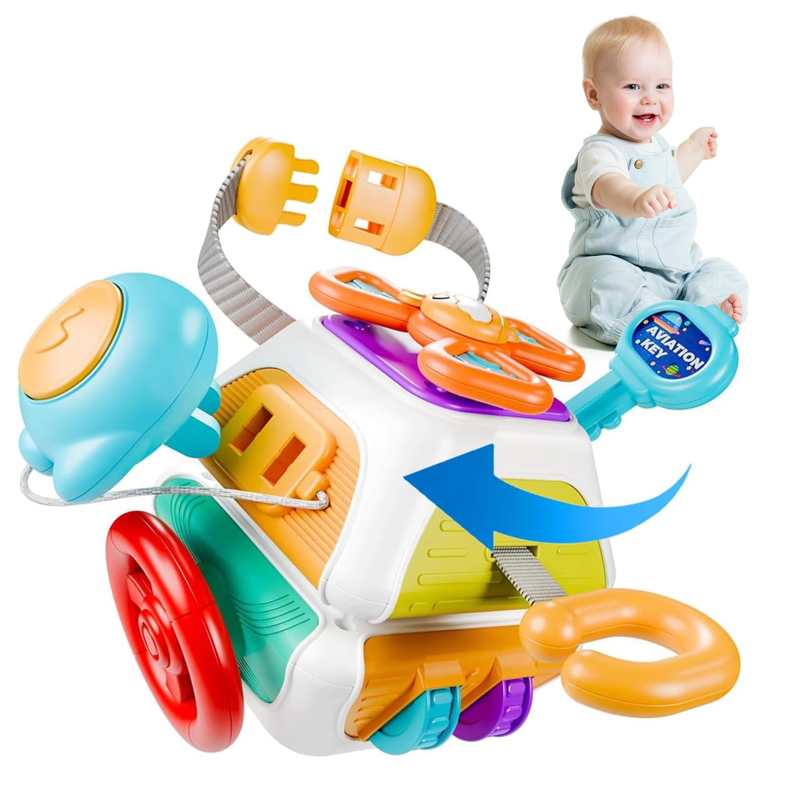 BEZHGOC Activity Cube Sensory Toys, Montessori Toys for 1 Year Old Travel Toys for Toddlers on Plan Educational Learning Toys, Gifts for Infant Newborn Boys Girls (10 In 1)