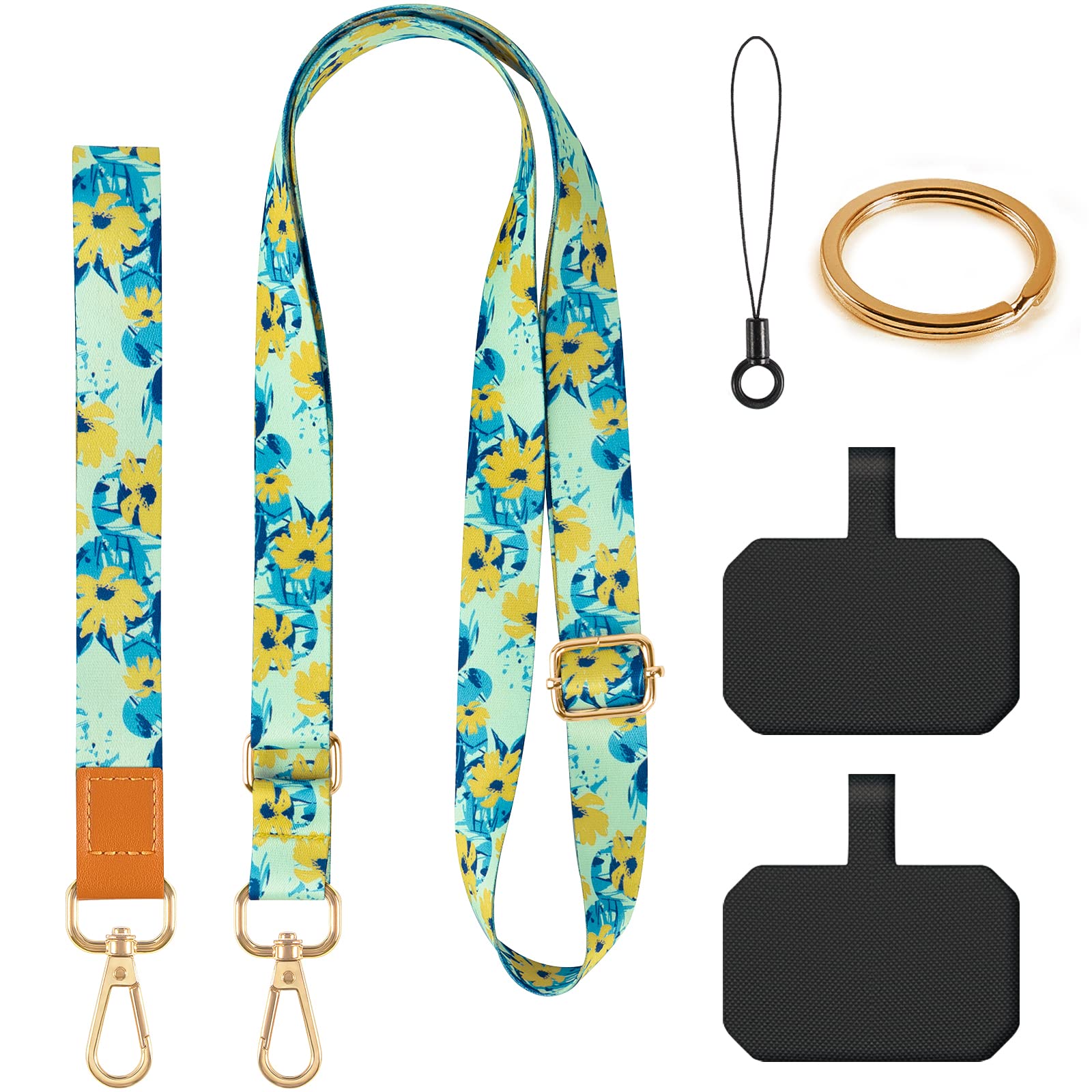DGHYDZ Cell Phone Lanyard, Phone Lanyard Crossbody, Wrist Strap, lanyards for Keys, Universal Adjustable Shoulder Neck Straps for iPhone Case ID Badges and Most Smartphones (Chrysanthemum)