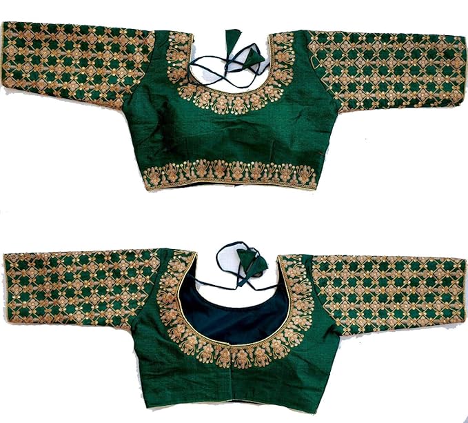 Women's Sequnce Work Checks Flower Sleeves Design Readymade Blouse For Saree And Lehenga Choli