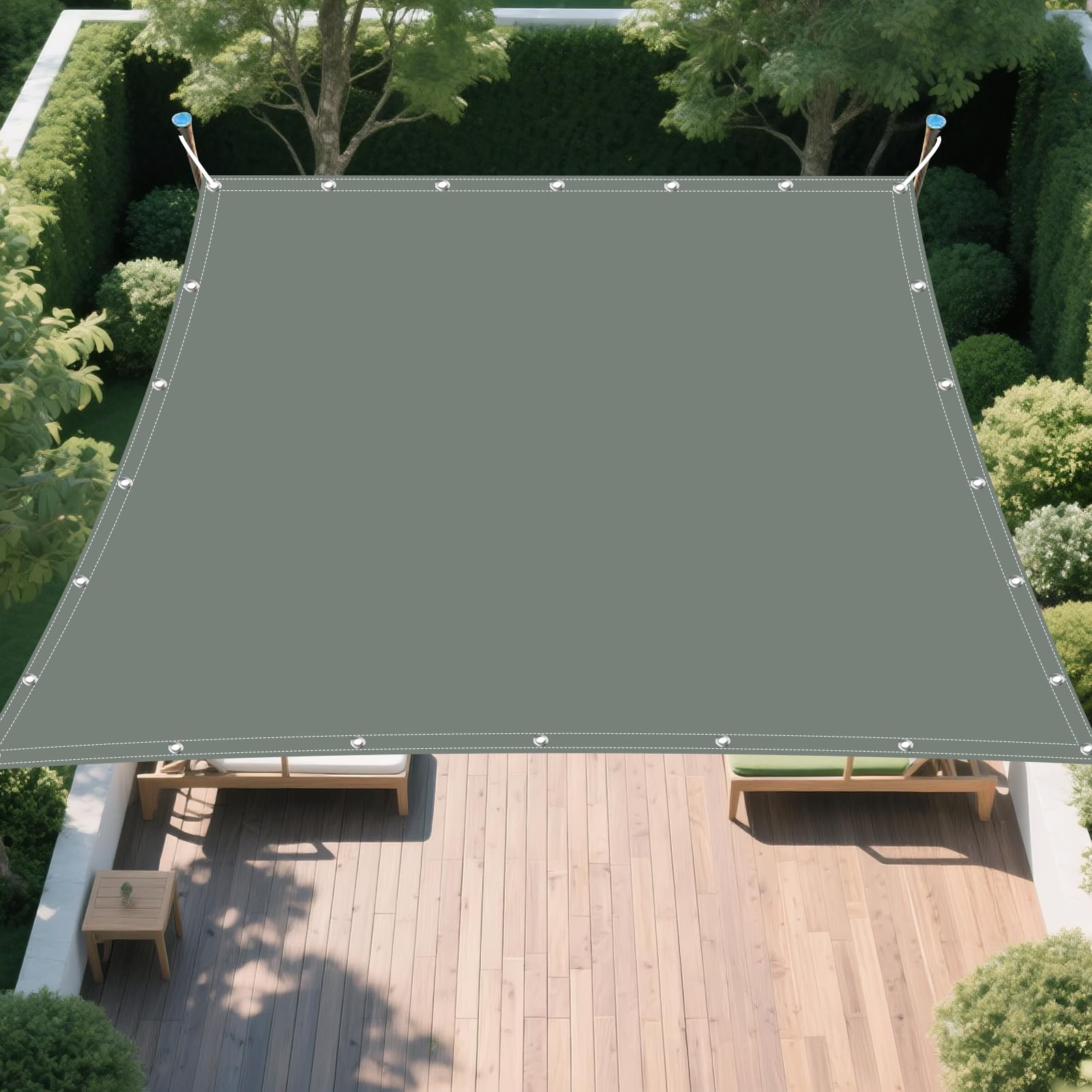Photo 1 of KescherAb Waterproof Sun Shade Sail 6.5' x 10' Rectangle UV Block Shade Fabric Sun Shade Cloth Privacy Screen with Grommets for Backyard Yard Deck Patio Garden Outdoor Activities, Dark Grey