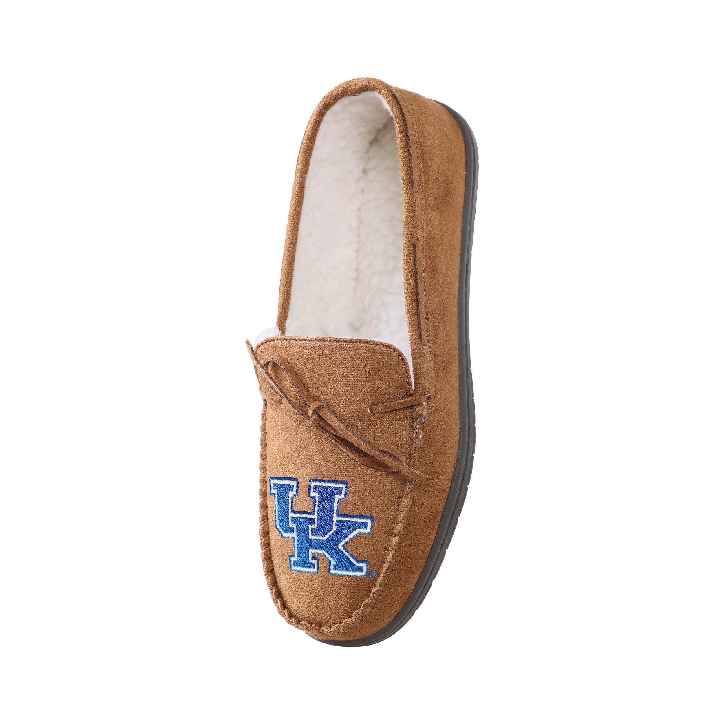 FOCO NCAA Kentucky Wildcats Mens College Team Logo Moccasin Slippers, Tan, Medium (9-10)