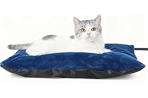 MARUNDA Outdoor Heated Cats Bed - 100% Waterproof Outdoor Heated Pet Bed with Double Built-in AutoThermostat - Heated Pet Bed for Outside Animals (16" x 12" (M), Blue)