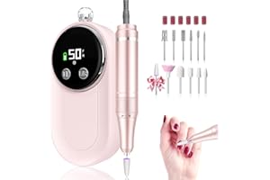 FLORAVIC Nail Drill Professional, 50000RPM Rechargeable Cordless Electric Nail Kit with Bits & Anti-Slip Pad, Portable for Acrylic/Gel Removal & Faster Shaping, Manicure & Pedicure at Home or Salon