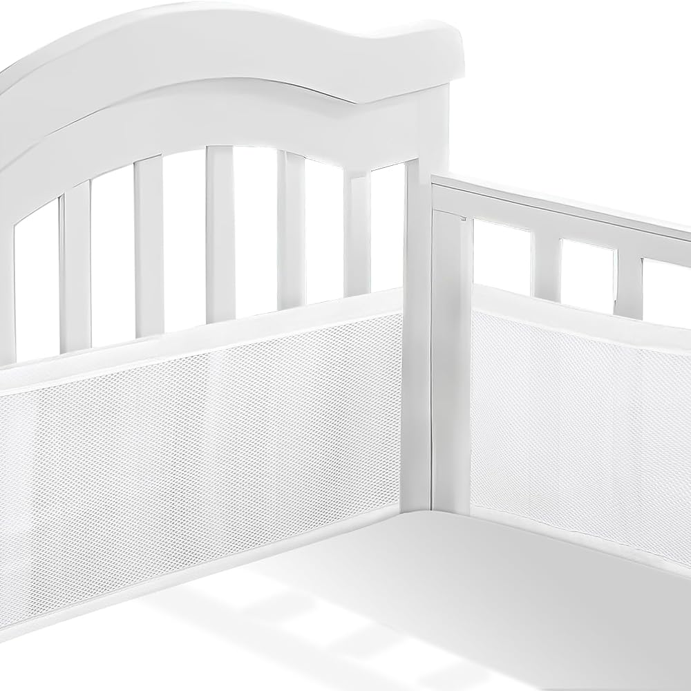Sour Lemon Breathable Mesh Liner for Cot Beds 2 PCS Baby Crib Surrounds