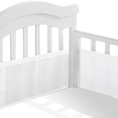 Sour Lemon Breathable Mesh Liner for Cot Beds 2 PCS Baby Crib Surrounds