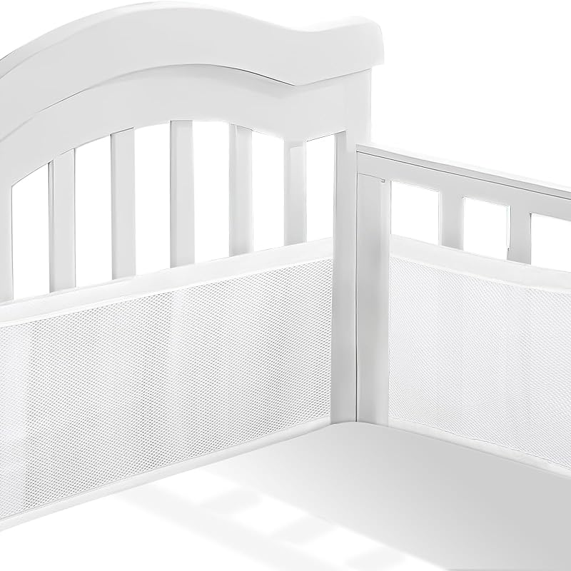 Sour Lemon Breathable Mesh Liner for Cot Beds 2 PCS Baby Crib Surrounds