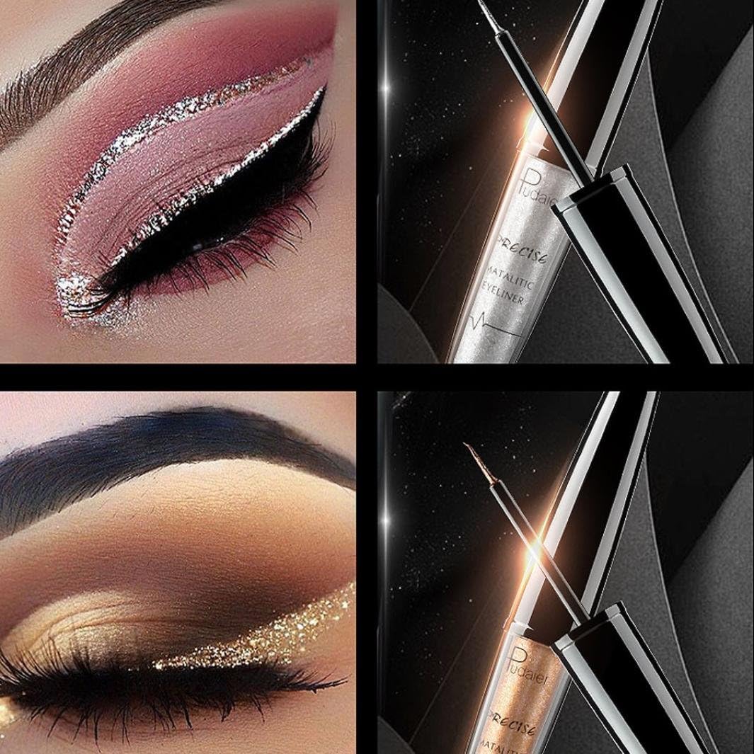 DMZing Pudaier 16 Colors Professional Makeup Waterproof Magnificent Metals Glitter and Glow Liquid Eyeliner Eyeshadow (16 Color-0C)