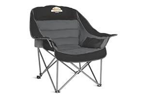 Colegence Oversized XL Padded Camping Chair Wide Heavy Duty Lawn Chairs Support 450 LBS Portable Folding Gaint Camp Chair with Side Pocket Cup Holder for Outdoor Outside Sports Baseball-Black&Grey