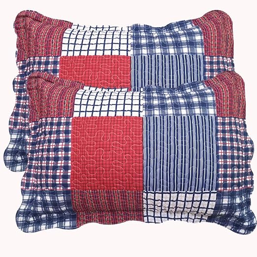 Amazon Com Jessy Home Plaid Patchwork Standard Quilted Pillow