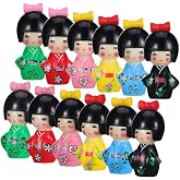 IMIKEYA 12Pcs Japanese Kimono Dolls Resin Miniature Kimono Ornament Figurines - Asian Geisha Decor for Home Table Party Favor Fairy Garden Decoration