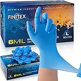 FINITEX Disposable Blue Nitrile Gloves 6mil Heavy Duty Latex-Free Glove 100PCS Cooking Food Safe Powder-Free Rubber Gloves