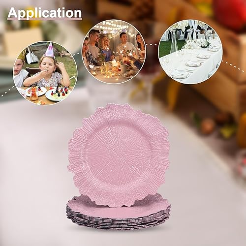 uxcell 10pcs Reef Charger Plates Bulk, 13 Inch Plastic Floral