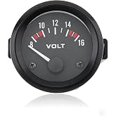 ePathChina 2" 52MM 12V 8~16V Universal LED Electrical Car Voltmeter Voltage Gauge Meter, Volt Meter, Pointer Voltmeter