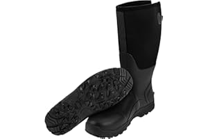 Ubon Men's Waterproof Neoprene Rain Boot Insulated Rubber Boots for Mud Work, Hunting, Fishing and Gardening with Adjustable Mid Calf