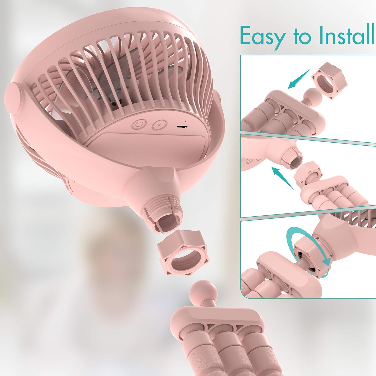 Versatile Fan, 5200mAh Battery Powered Clip-on Personal Desk Fan with Flexible Tripod, Ultra Quiet 360°Adjustable USB Fan for Stroller/Car Seat/Treadmill/Camping/Hurricane/Outage: Kitchen & Dining