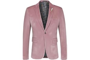 WEEN CHARM Velvet Blazer for Men Slim Fit One Button Sport Coat Tuxedo Jacket for Prom Wedding Party Dinner
