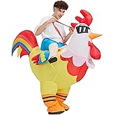 JoeRita Inflatable Chicken Costume Adult Funny Blow Up Rooster Costume Riding Chicken Halloween Cosplay for Men Women
