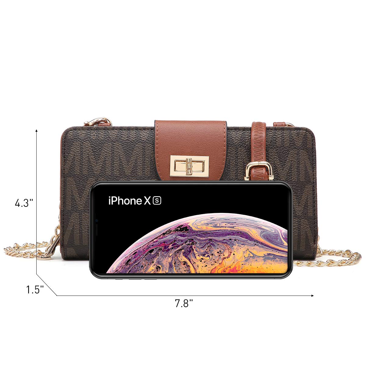 MKP Women Fashion Small Crossbody Shoulder Bags Cell Phone Purse Wallet Clutch Bag Credit Card Holder Clutch Wallets w/Removable Strap (Coffee)