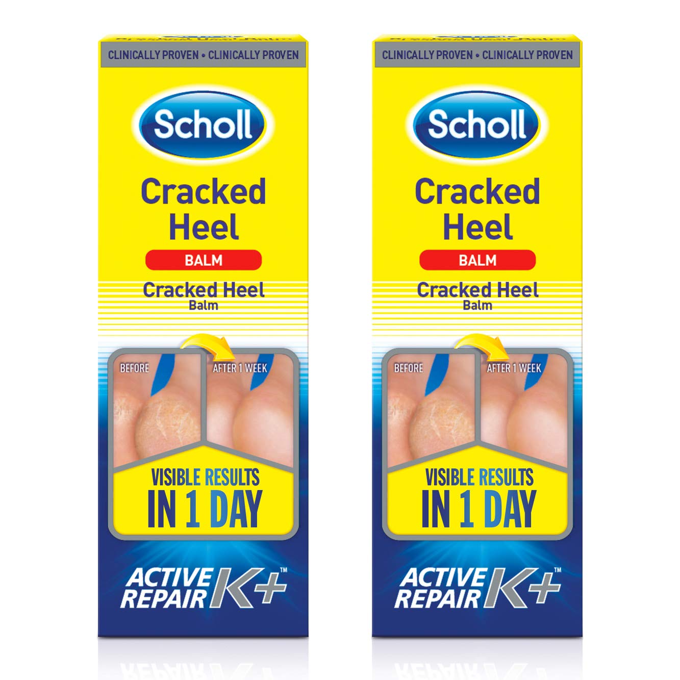 Scholl Cracked Heel Complete Cream with Repair K+, 60ml - Moisturising Treatment Cream for Cracked Heels and Dry Skin with Keratin (Pack Of 2)
