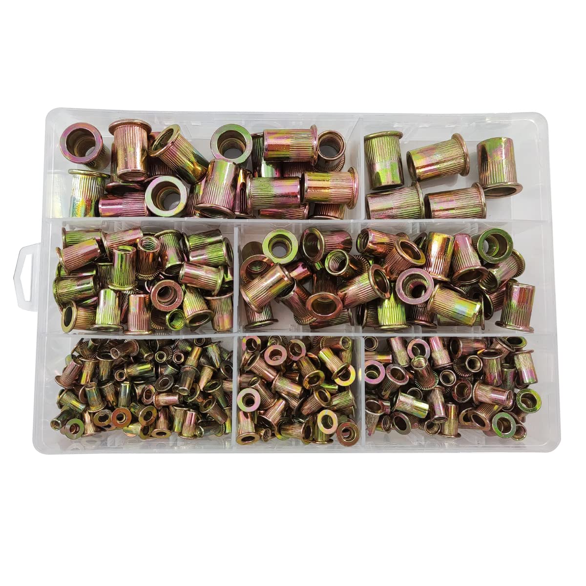 300 pcs Zinc Plated Carbon Steel Rivet Nut Set Threaded Rivet Nut Insert Nutsert Assortment Kit M3 M4 M5 M6 M8 M10 M12