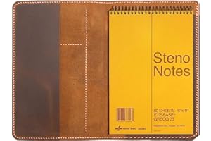 Personalized Leather Cover for Tops Steno Pad 6"x9", Handmade Leather Top Bound Spiral Notebook Cover, Folio Cover Compatible