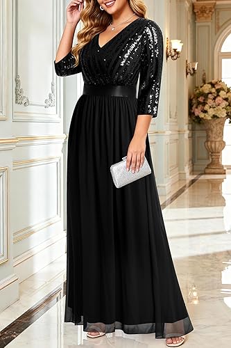 Talisea Black Formal Dresses for Women Plus Size Long Gowns Evening Ball  Elegant Gala Mother of Bride Sequin Prom Dress in Kenya | Whizz Dresses