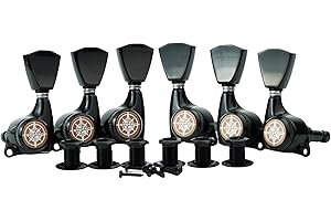 Guyker Guitar Locking Tuners (3L + 3R Handed) – 1:21 Lock String Sealed Tuning Key Pegs Machine Heads with Keystone Knob Replacement for LP, SG, TL Style Electric or Acoustic Guitars – Black