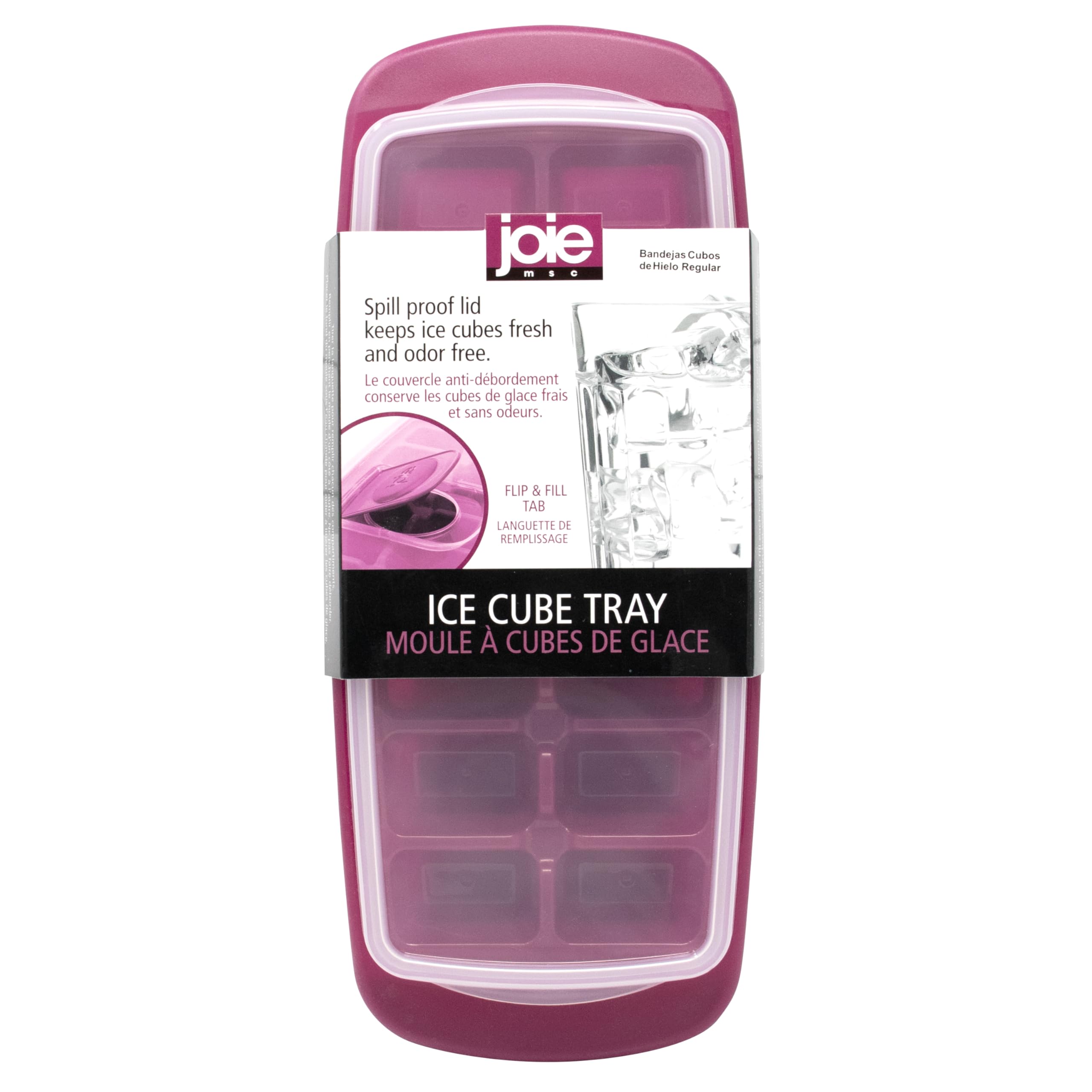 Joie Ice Cube Tray with Lid – Stackable Freezer Tray for Easy Ice Cube Storage, Assorted Colors, 1 Count