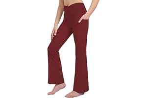 Willit Girls' Flare Leggings Yoga Crossover High Waisted Pants Bootcut Dance Bell Bottom Leggings with Pockets