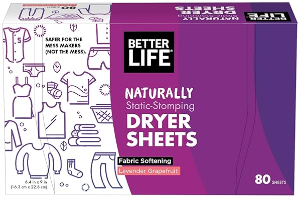 BETTER LIFE DRYER SHEETS, LAVENDER GRAPEFRUIT, 80 COUNT, 2422