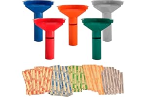 Nadex Easy Wrap 5 Coin Tube Set with 110 Wrappers Included - Funnel Shaped Color Coded Coin Counting Tubes for Dollar Coins, Pennies, Nickles, Dimes, and Quarters (5 Tubes)