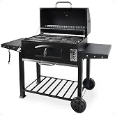 Grill Boss Charcoal Grill w/Large 32" Cooking Area, Includes Warming Rack | Side Shelves, Bottom Storage and Wheels for Outdoor BBQ, Tailgating, Camping &amp; Backyard Grilling