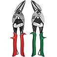 MIDWEST Special Hardness Aviation Snip - Left and Right Cut Offset Stainless Steel Cutting Shears with Forged Blade & KUSH'N-POWER Comfort Grips - MWT-SS6510C