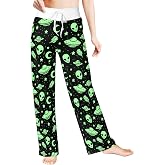 MSOKAZZLES Women's Comfy Pajama Pants Casual Lounge Pant Wide Leg Palazzo Stretch Drawstring Bottoms
