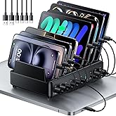 400W Charging Station for Multiple Devices, 10 Port Double PD 100W USB C Charging Station with 6 Cables, Multi-Device Organizer Fast Charging Dock for MacBook, iPad, iPhone, Cell Phone, Tablet