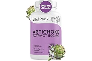 Vital Peak Herbal Artichoke Supplement - Potent 500 mg Artichoke Extract Capsules for Enhanced Liver Health & Digestive Relief I Artichoke Leaf Extract Boosts Energy & Focus I 90 Capsules