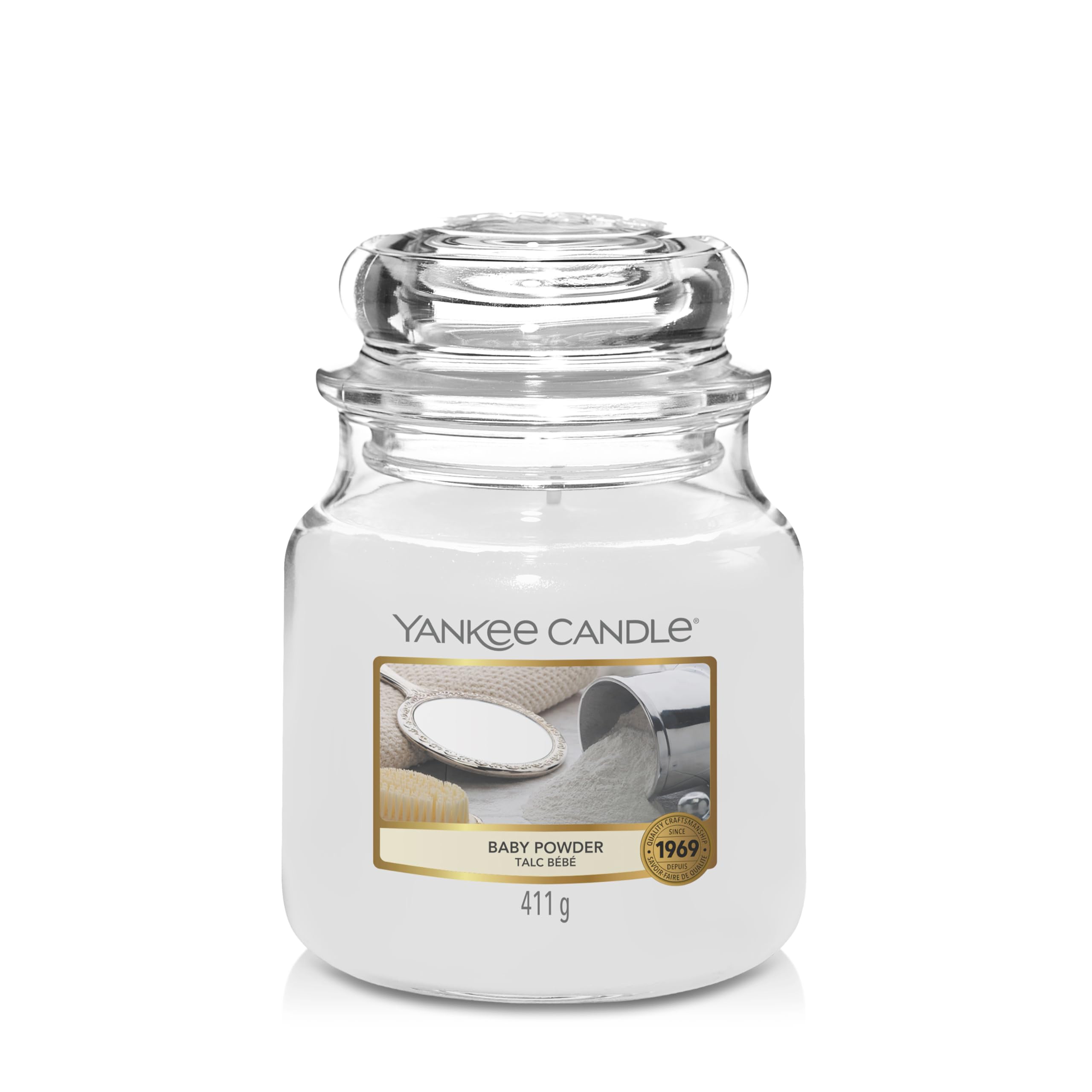 Yankee Candle Scented Candle, Baby Powder Medium Jar Candle, White