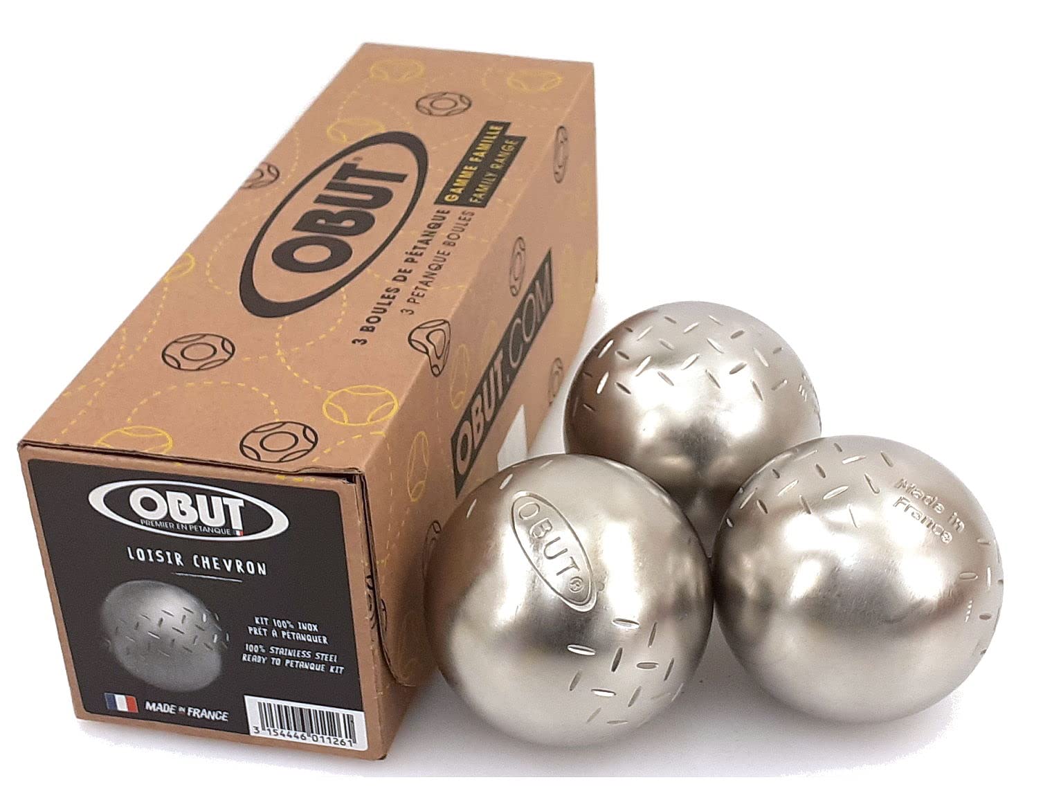 Obut Set of Three Sun Stainless Steel Pétanque Balls