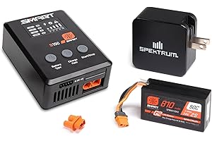 Spektrum Accessories Smart G2 Powerstage Bundle: 810mAh 2S 50C LiPo Battery (IC2), S100 Charger, 65W Power Block, Adapter, SPMXPSS210