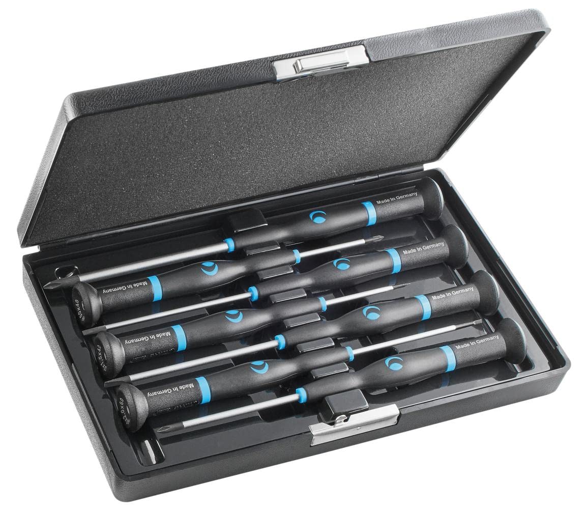 WITTE 89323 - Juego de 7 destornilladores de precisión WITTRON en estuche de plástico antichoque (Torx)